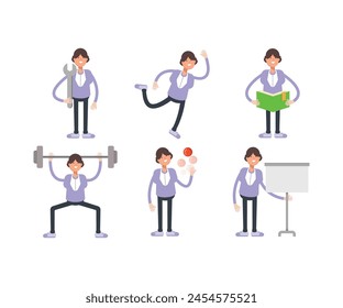 woman characters in different poses vector set