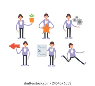 woman characters in different poses vector set