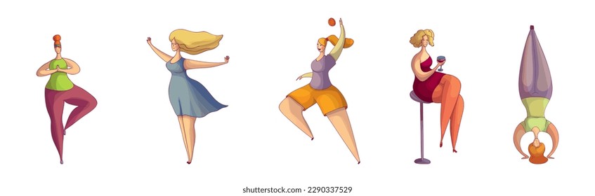 Woman Characters Doing Different Activity Enjoying Life Vector Set