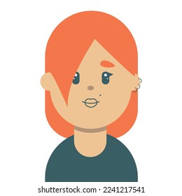 Woman of characters redhead avatars in flat style vector illustration geometry