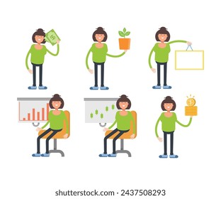 woman characters set in various poses vector illustration