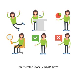 woman characters set in various poses vector illustration