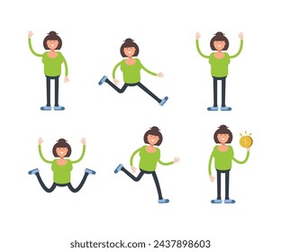 woman characters set in various poses vector illustration