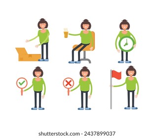 woman characters set in various poses vector illustration