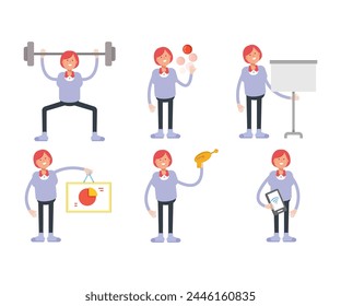 woman characters set in various poses vector illustration