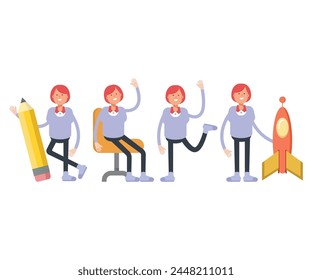 woman characters set in various poses vector illustration