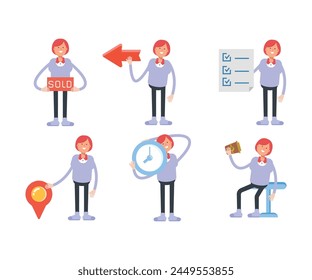 woman characters set in various poses vector illustration