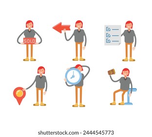 mujer personajes conjunto de Ilustración vectorial