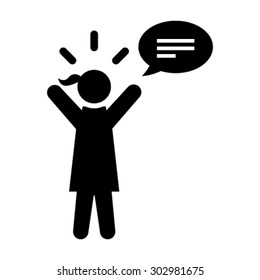 Woman with Chat Bubble Icon - Vector