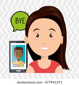 woman chat message speaker