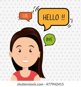 woman chat message speaker