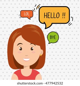woman chat message speaker