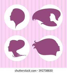 Woman chat vector logo design template. Girl silhouette - cosmetics, beauty, health & spa, fashion themes. Creative icon.