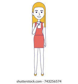 woman chatting with smartphone