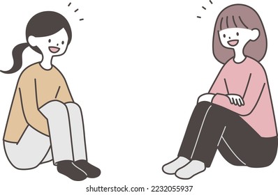 A woman chatting in a triangle sitting