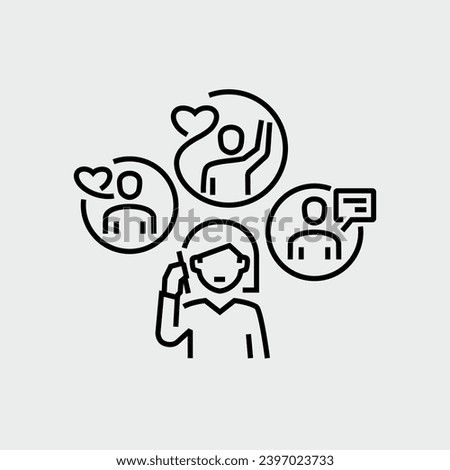 Woman Chatting Using Mobile Phone Vector Icon