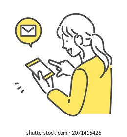 A woman checking an email on her smartphone