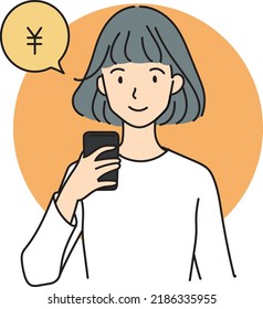 A woman checking her smart phone