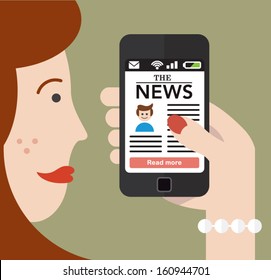 Woman checking the news on a Smartphone