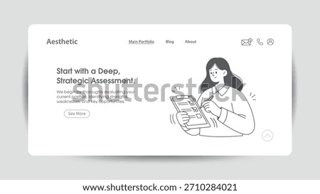 Woman checking off items on a checklist in a minimalist illustration clipboard