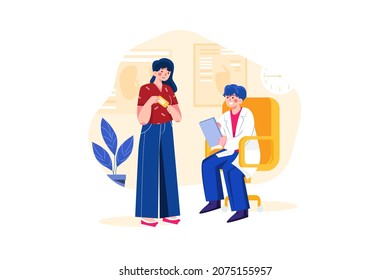 Woman Checking Pulse with Pulse Oximeter Illustration concept. Flat illustration isolated on white background