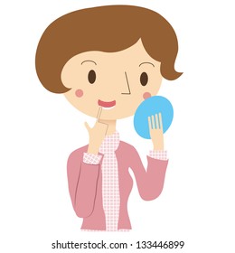 Woman checking the teeth