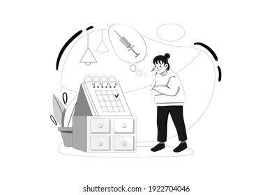 Programa de vacunas de control de mujeres. Concepto de ilustración vectorial. Ilustración plana aislada en fondo blanco.