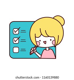 The woman with checklist