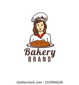 Woman Chef Bakery Shop Brand Logo