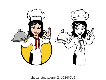 Woman Chef Cartoon Character Design Illustration vector eps format , suitable for your design needs, logo, illustration, animation, etc.