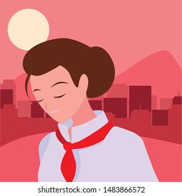 woman chef character with uniform