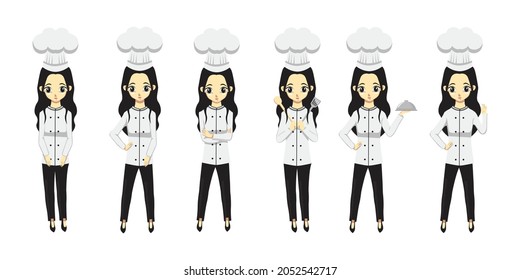 woman chef flat style vector illustration design