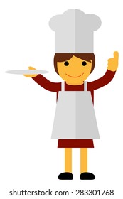 Woman Chef Holding A Plate 
