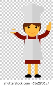 Woman Chef Holding A Plate at Transparent Effect Background
