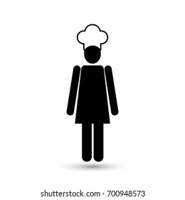 Woman chef icon isolated on white background. Female silhouette wearing hat. EPS10 vector illustration for design element, banner, poster, web, app, infographic, menu.