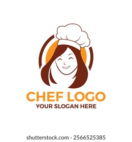 Woman chef logo clipart hat character design Vector Image.