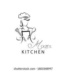 woman chef, logo clipart illustration hat character design vector