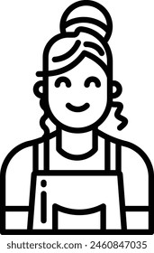 Woman chef outline icon vector illustration