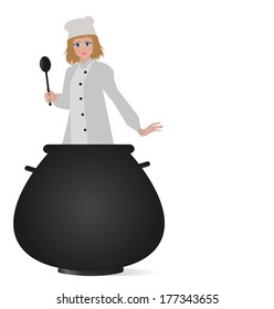 woman Chef in the pot