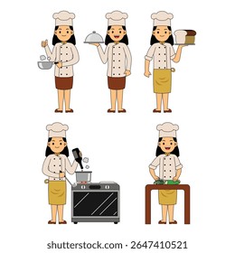 Mulher Chef Profissão personagem Vetor Ilustração
