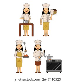 Mulher Chef Profissão personagem Vetor Ilustração