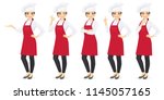 Woman chef set in different poses vector illustration