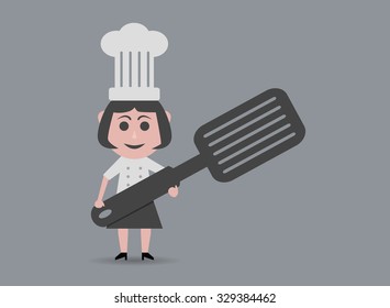 woman chef with spatula