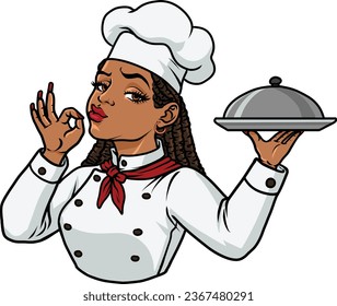 Woman Chef Uniform Cooking Cooker Gourmet Culinary Catering Meal Service Baker Kitchen Hat Restaurant Meal Plate Food Cuisine Female 