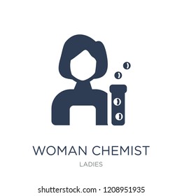 Woman Chemist icon. Trendy flat vector Woman Chemist icon on white background from Ladies collection, vector illustration can be use for web and mobile, eps10