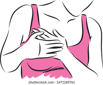 woman with chest pain vector illustration