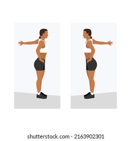 Woman Chest Stretch Exercise. Flat Vector Illustration Isolated On White Background