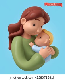 Woman with a child. 3d render vector icon