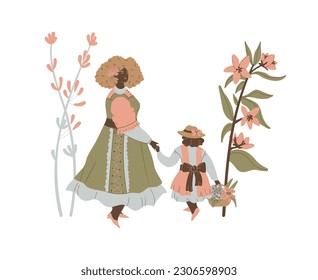 Woman child garden mother's day vintage retro slow living cottagecore