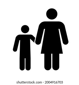 Woman and child icon People in motion active lifestyle sign